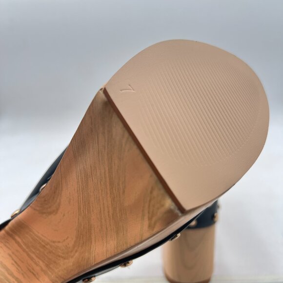 XYD Black Round Toe Mules High Chunky Heeled Sandals Slip On Platform Shoes - Picture 6 of 8